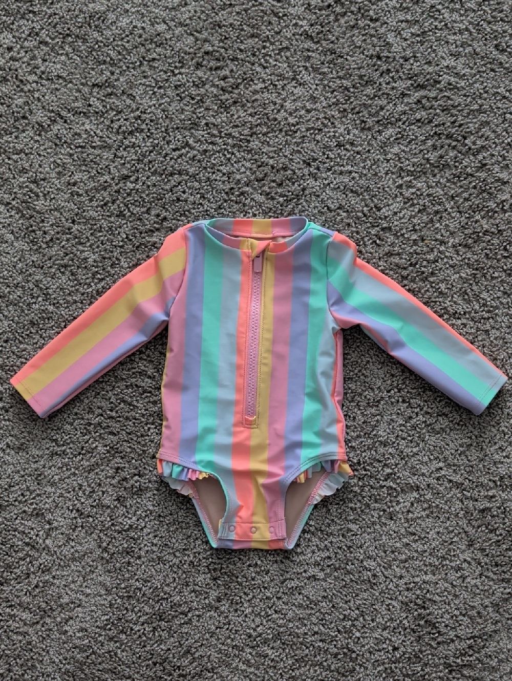 Old Navy Girl's Pastel Striped Bathing Suit Size 6-12 Months